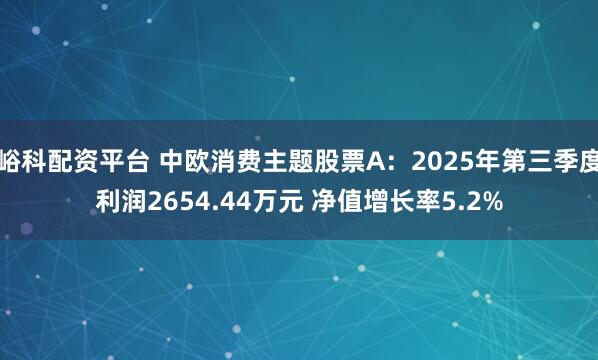 峪科配资平台 中欧消费主题股票A：2025年第三季度利润2654.44万元 净值增长率5.2%